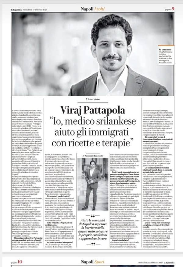 SMIT Academy Founder, Dr. Viraj Pattapola, Interviewed by a Leading Italian Newspaper